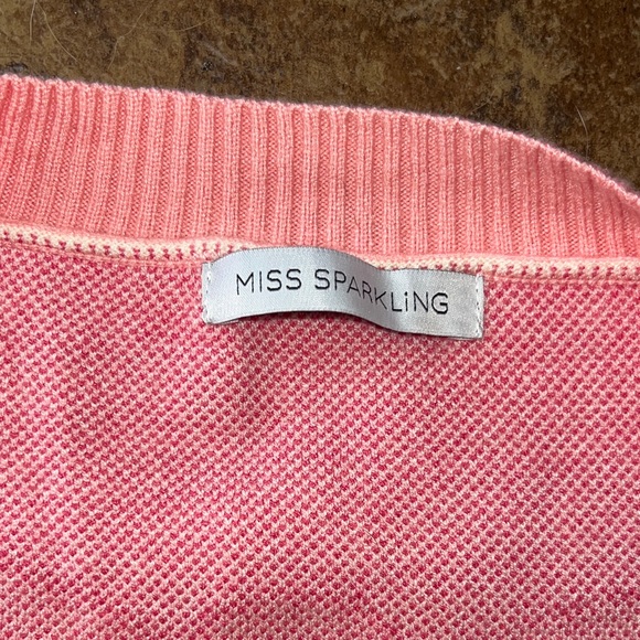MISS sparkling - PINK BOWS CARDIGAN Medium NWOT - Picture 5 of 9